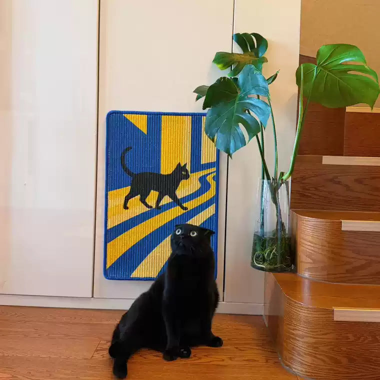 Black Cat Gold Stripe Cat Scratcher